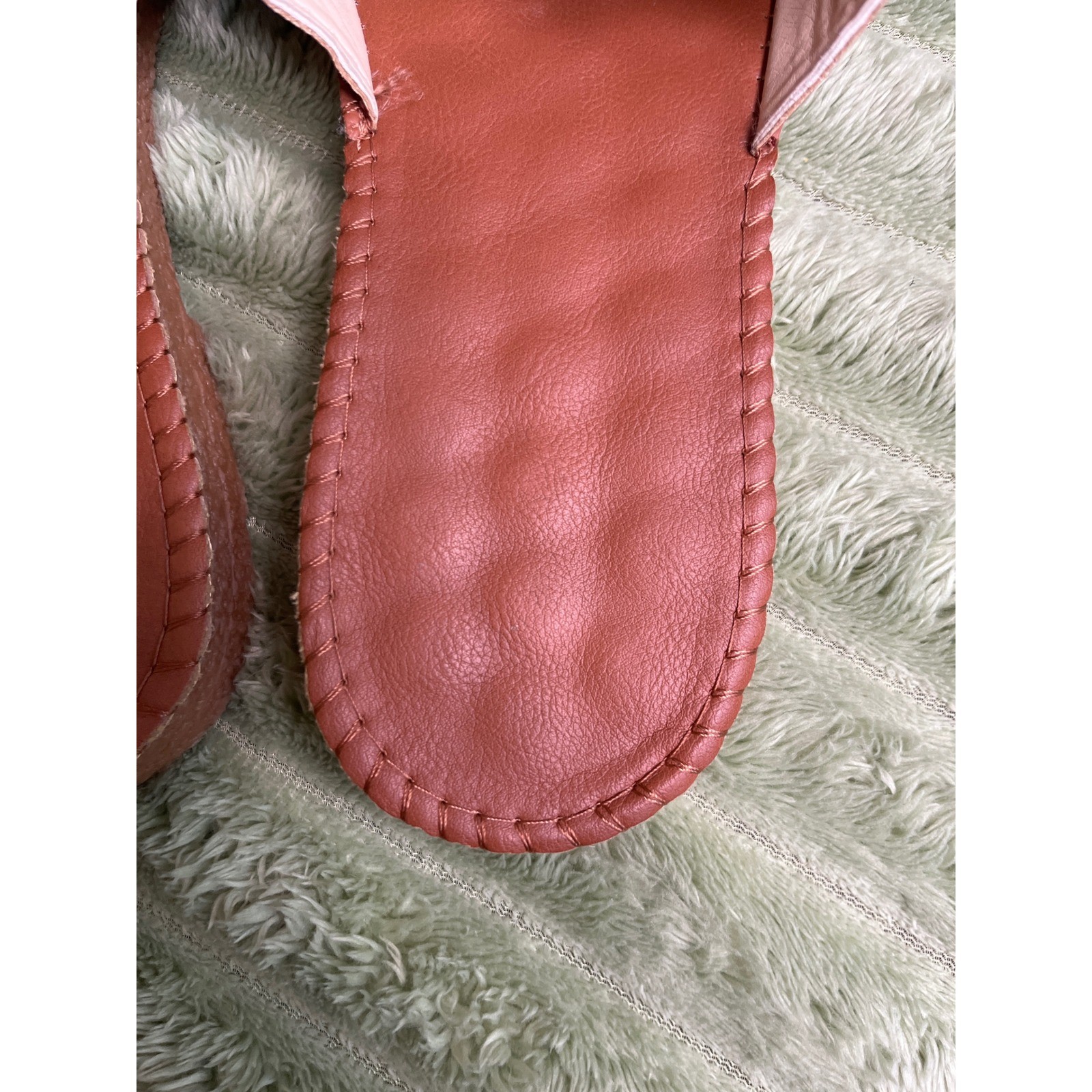Womens Dusty Rose Bow Slide Sandals Textured Faux Leather Slip On Flat Shoes