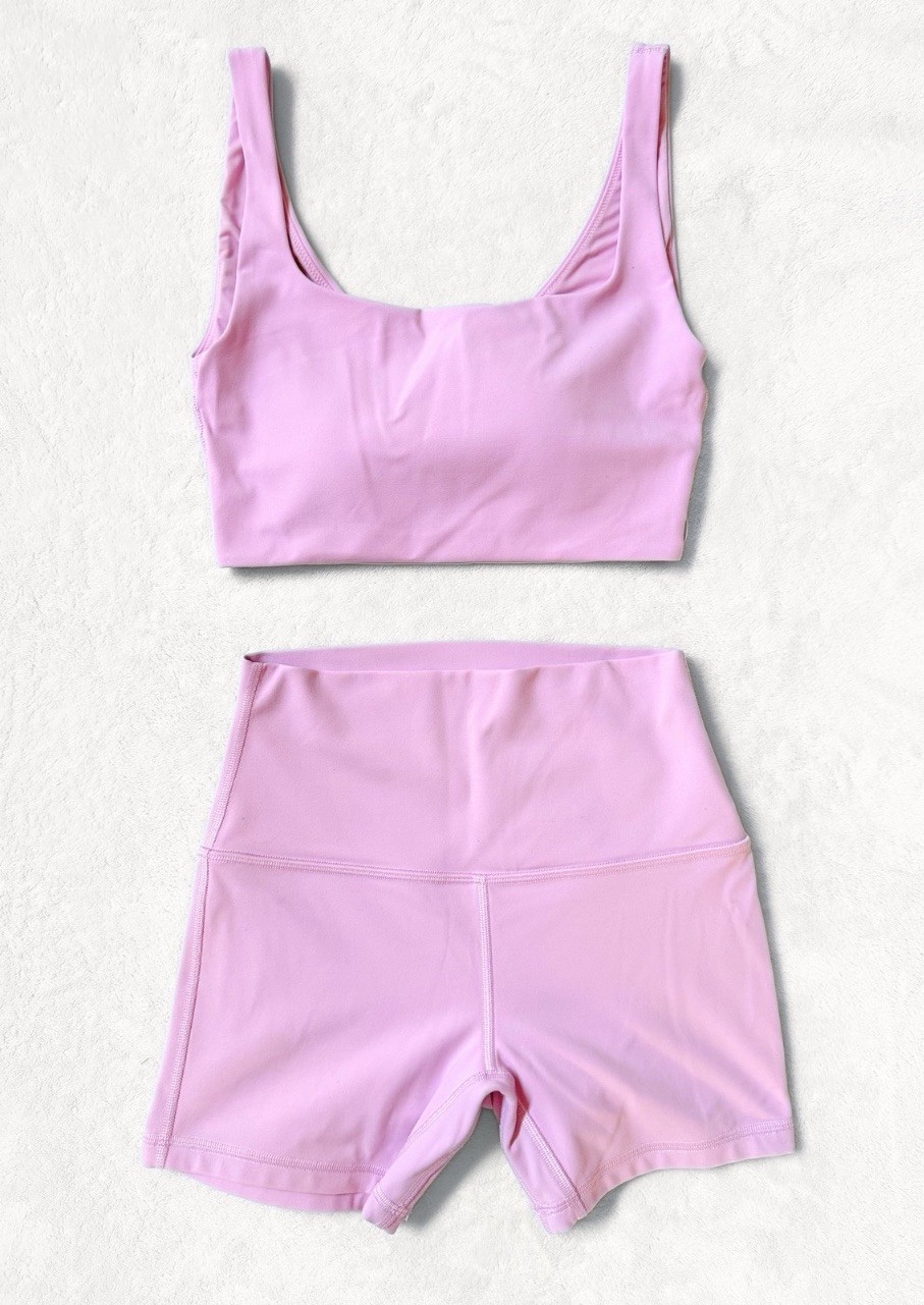 Lululemon Vitapink Dance Studio Pant Align Shorts Bend This Scoop Square Bra Set