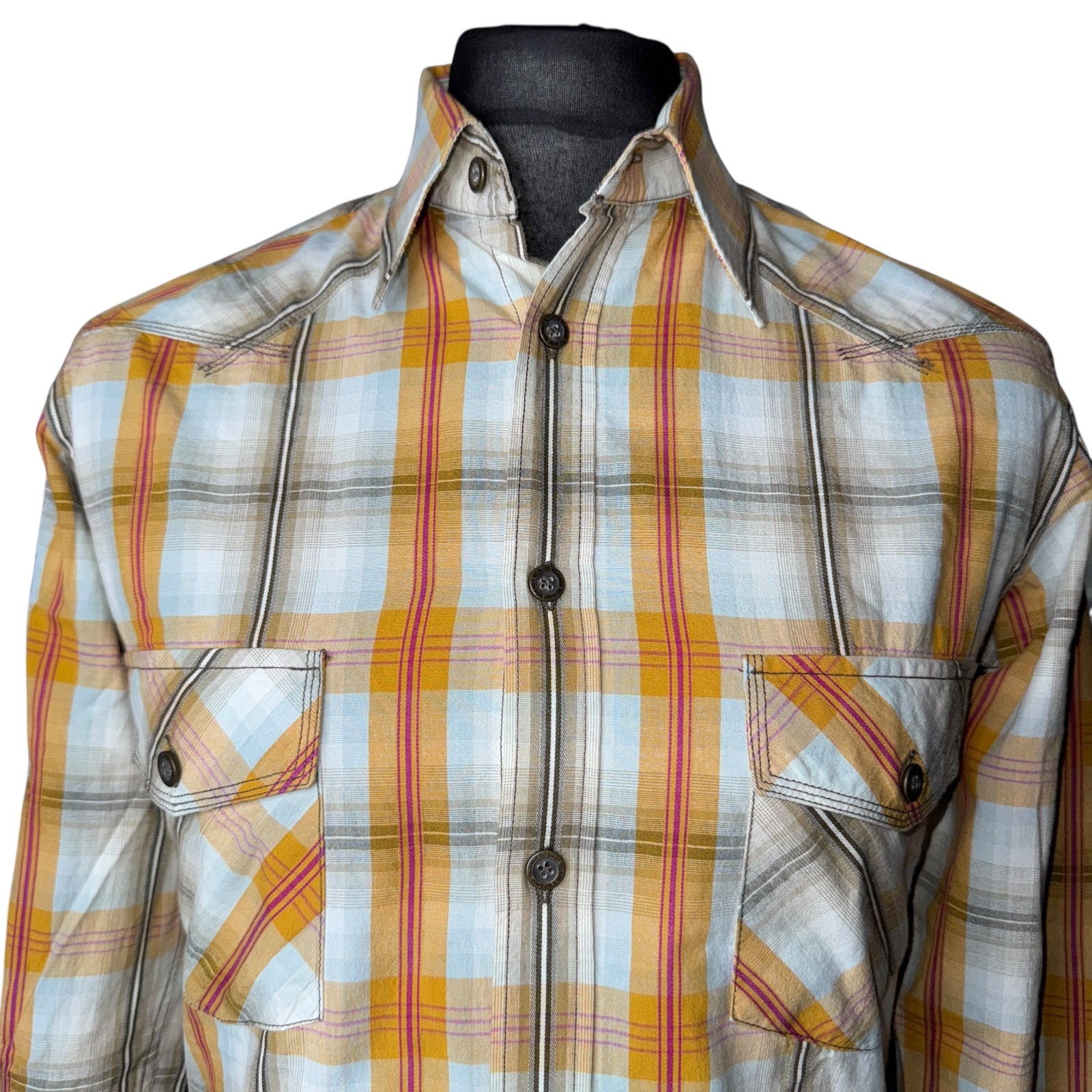 TED BAKER Shirt Mens Size 3 Fits as M (40″) Long Sleeve Check