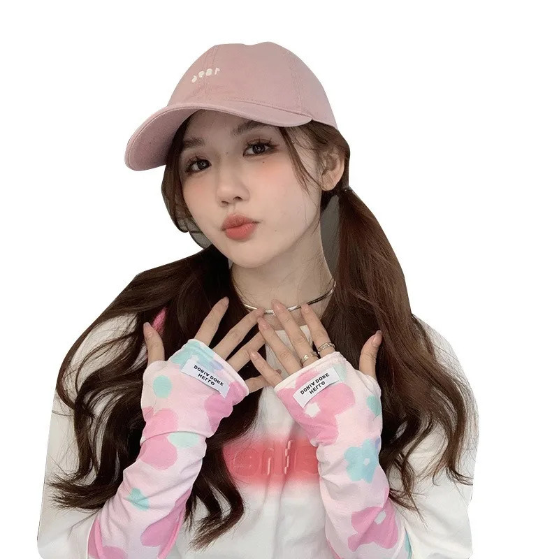 Summer Sun Protection Arm Sleeve for Women Butterfly Flower Ice Long Sleeve UV R