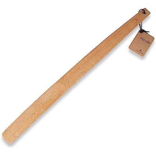 ENA Living Beechwood Shoe Horn, 21.6′ Long Handle for Seniors, Smooth &