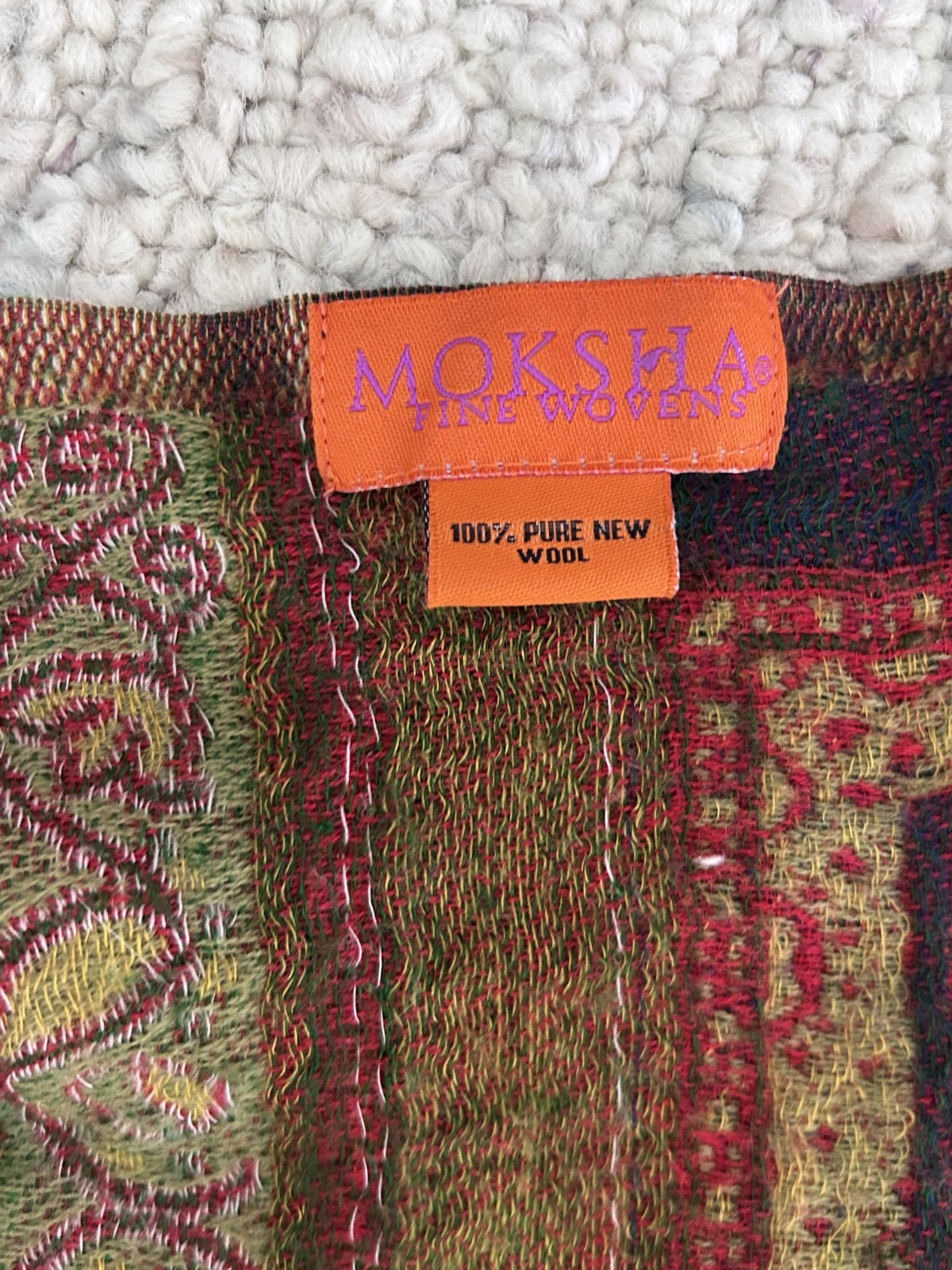 Moksha Fine Wovens 100% Pure New Wool 75″ Length x 36″ Width Throw / Pashmina
