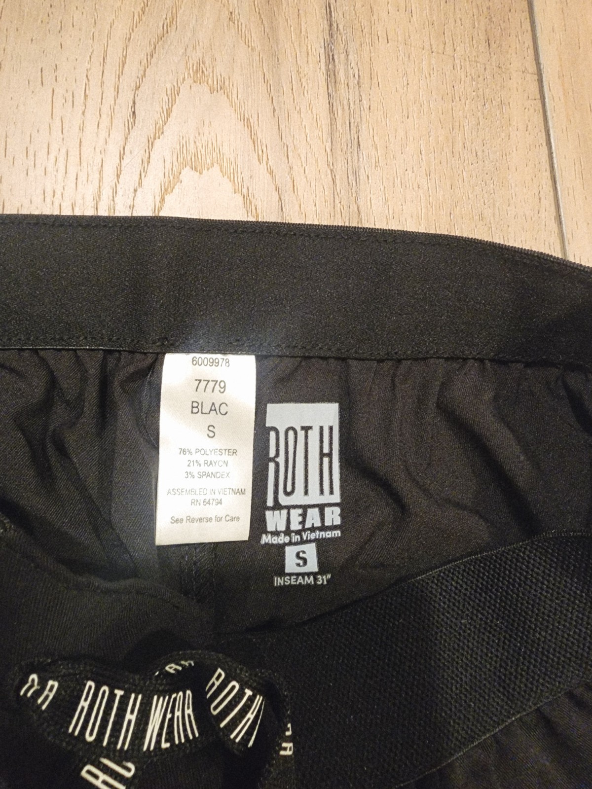 Rothwear Men Black Cargo Scrub Pants #7779 Size SMALL Polyester Rayon Spandex