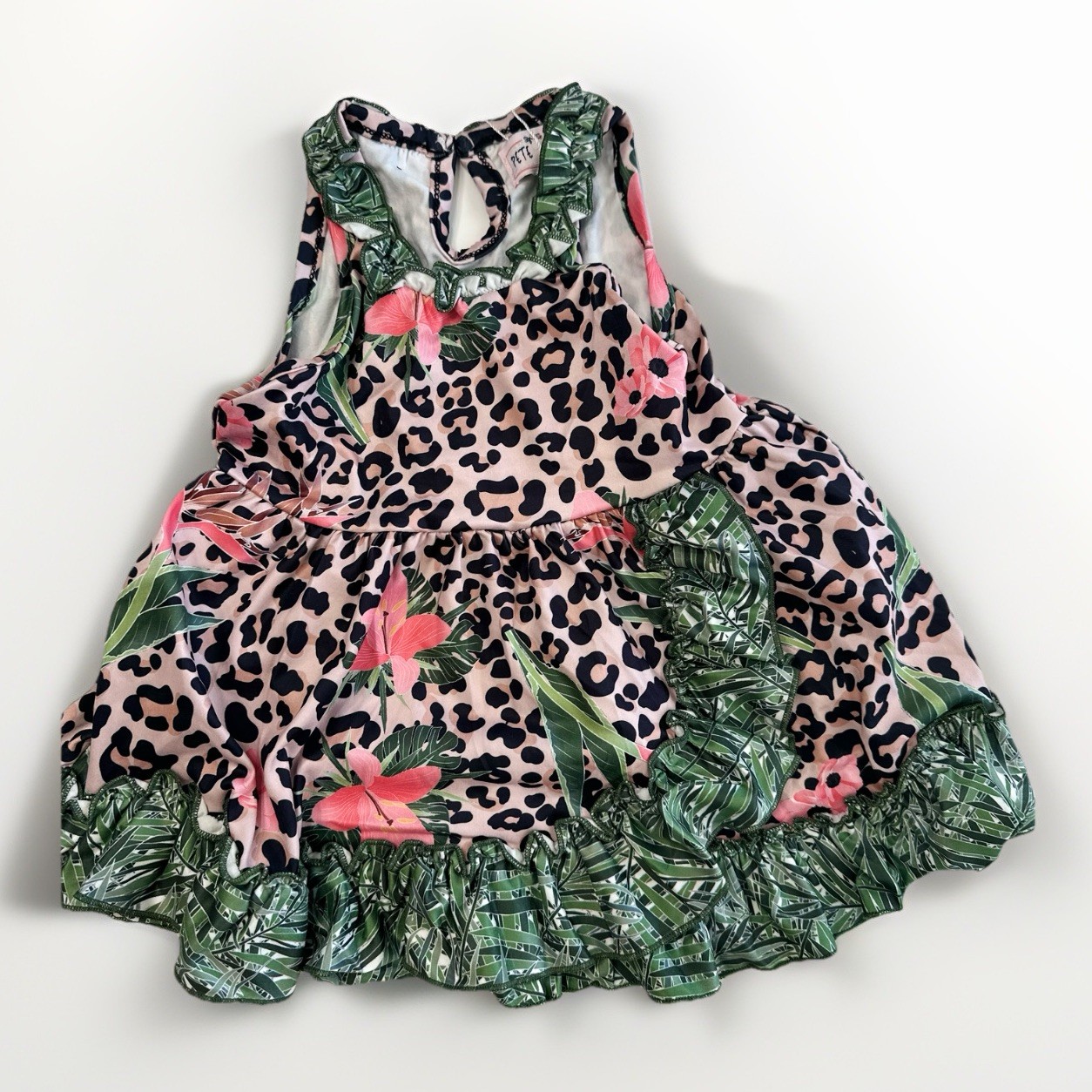 Pete & Lucy Tropical Princess Leopard Jungle 6-12 Months Dress NWT