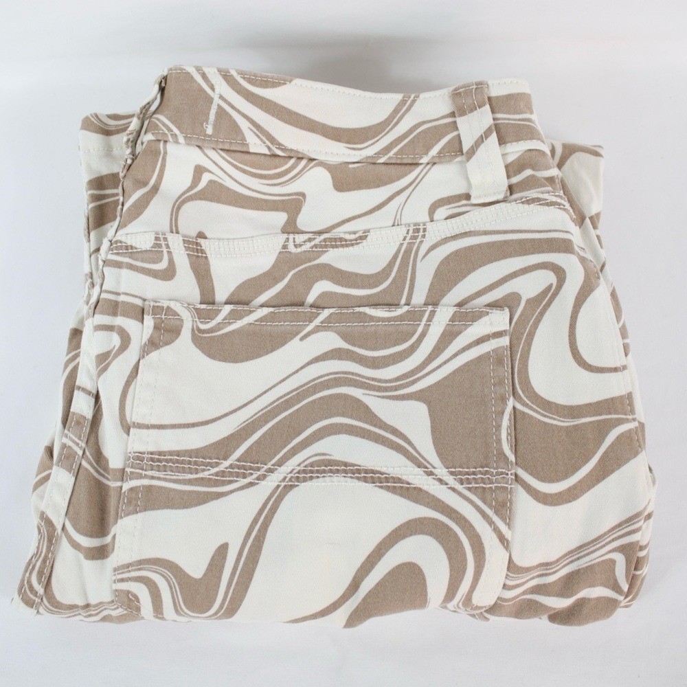 Hollister Funky Brown & White Design High-Rise Utility Dad Pants Womens Size 11