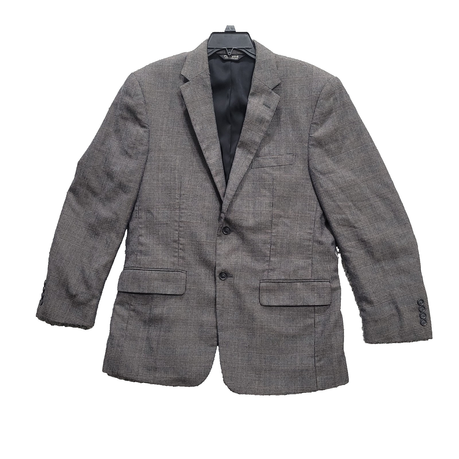 J.S. Bank Tailored Fit Traveler’s Collection 41R 100% Wool Gray glen plaid
