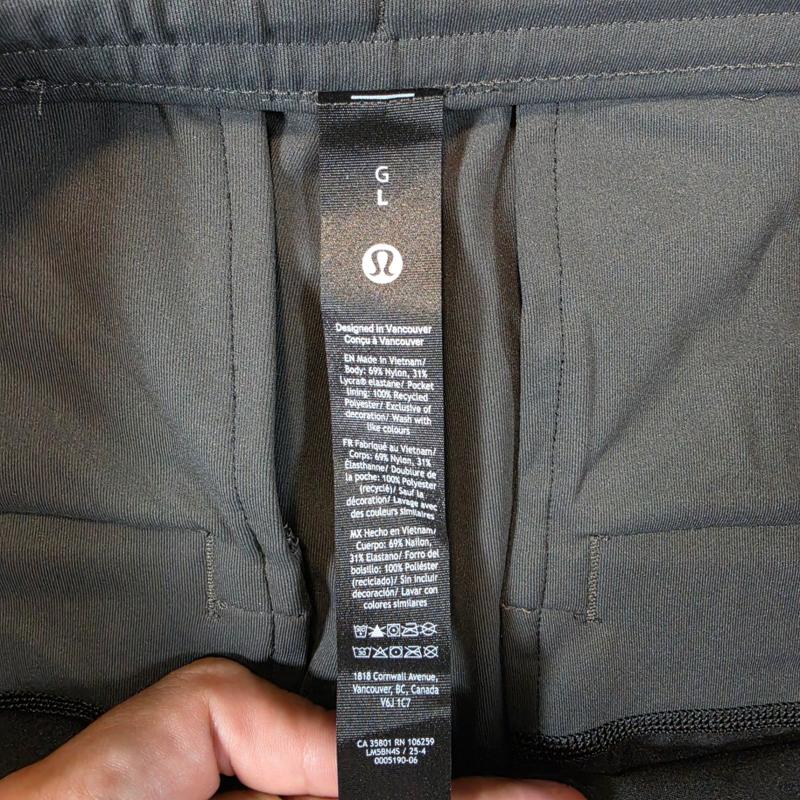 Lululemon Daydrift Classic-Fit Trousers Mens Large Graphite Grey Stretch Pants
