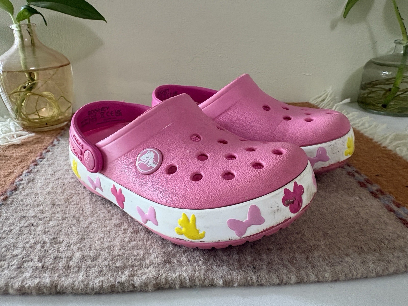 Crocs Disney Pink Butterfly Minnie Light Up Slip-On Clog Shoes Kids US Size C9