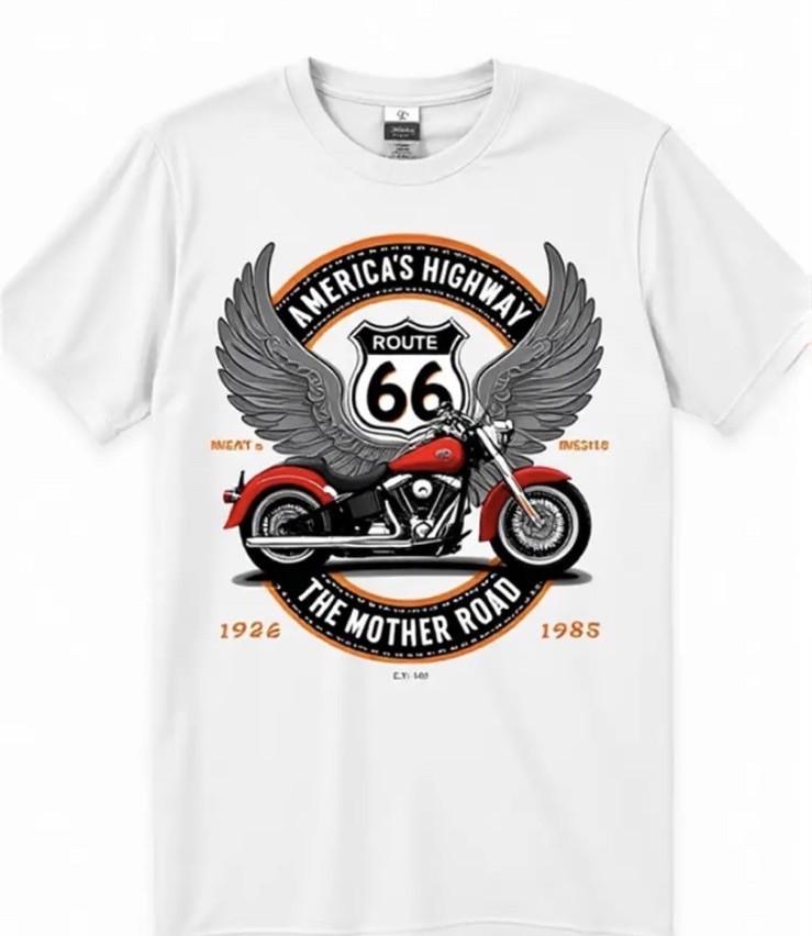 Mens 2XL Route 66 Classic Motorcycle T Shirt XXL Gift Biker White 🏍️ 🎁