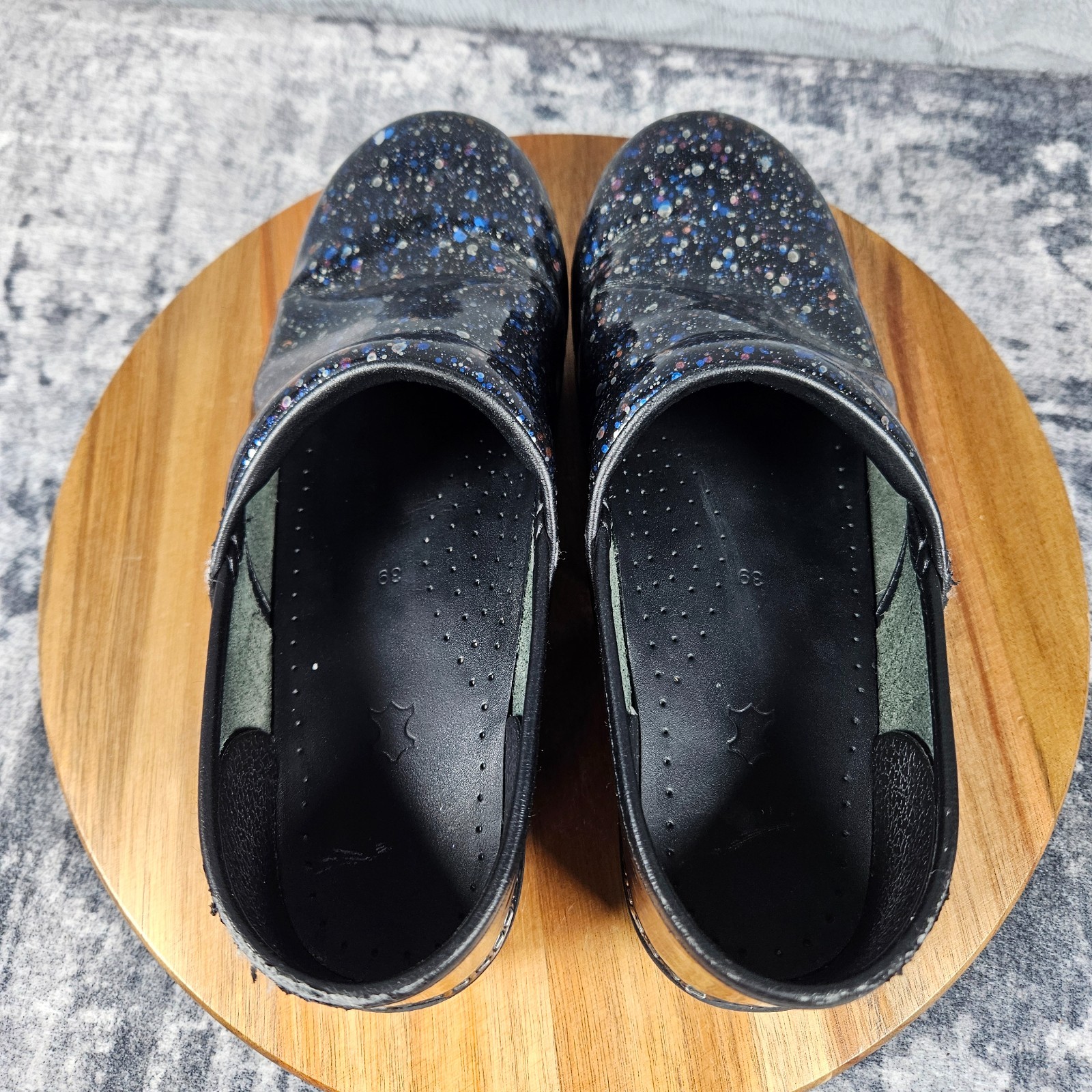 Dansko Professional Clogs Black Multicolor Paint Splatter Slip On EU 39 US 8.5–9
