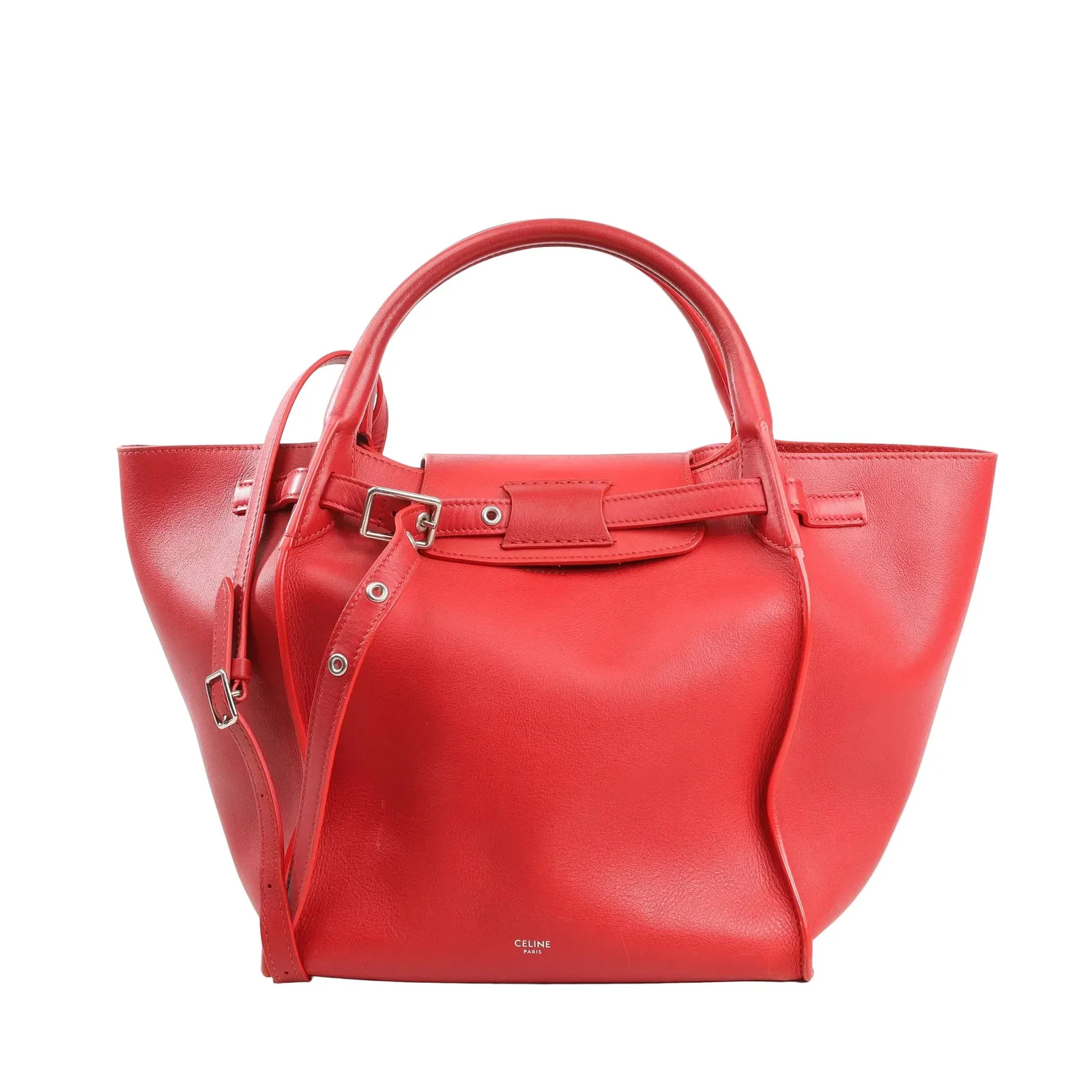 CELINE Big Bag Small Leather 2way Handbag in Red