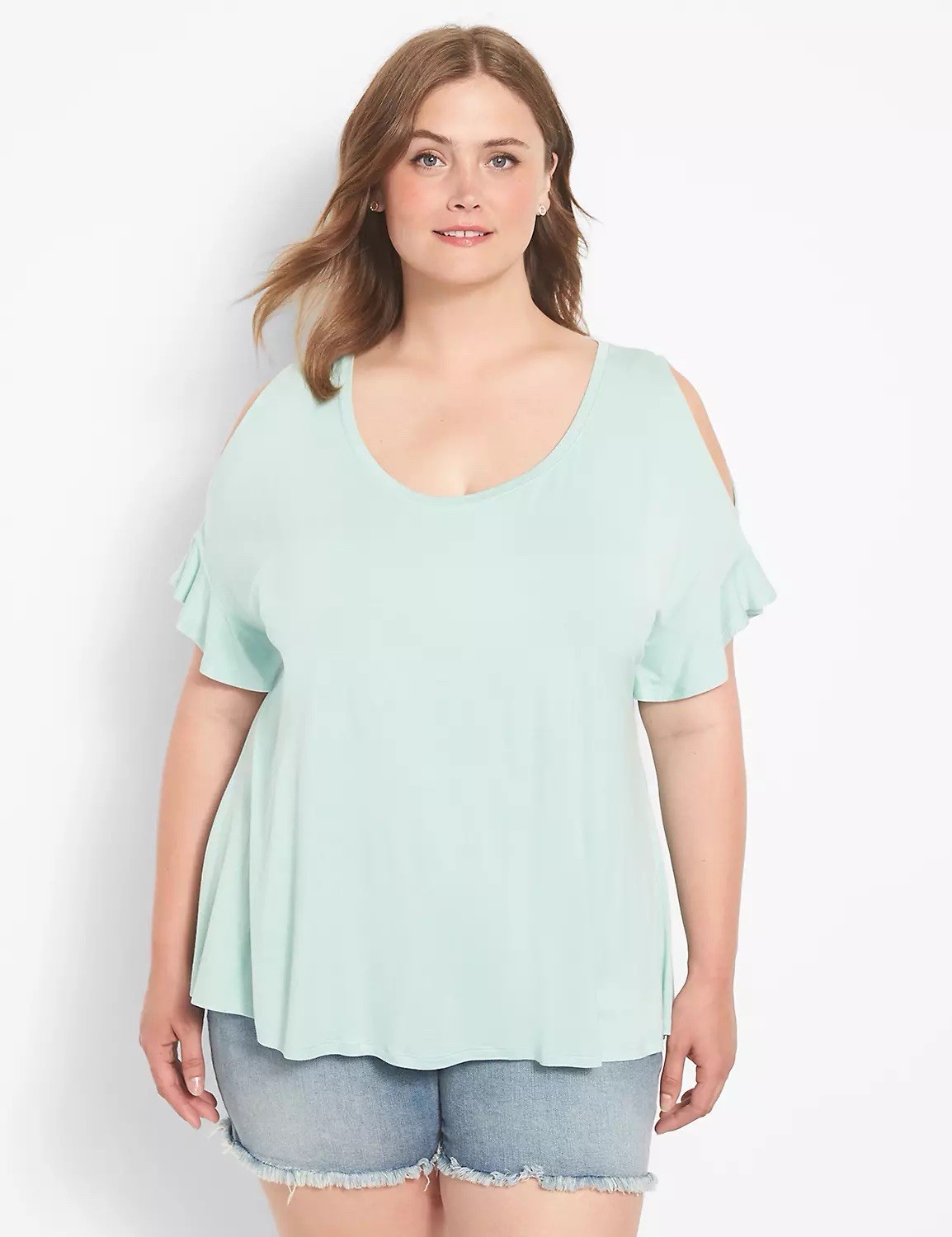 Lane Bryant Swing Short-Sleeve Cold-Shoulder Top Size 10/12