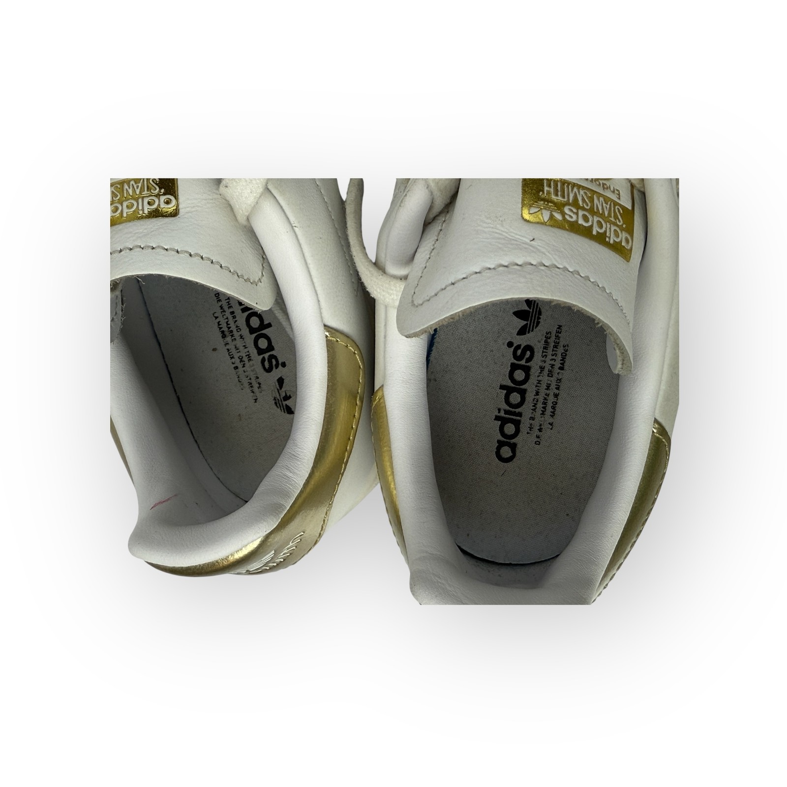 Adidas Sam Smith Gold White Leather Sneakers Shoes 8.5 40-2/3