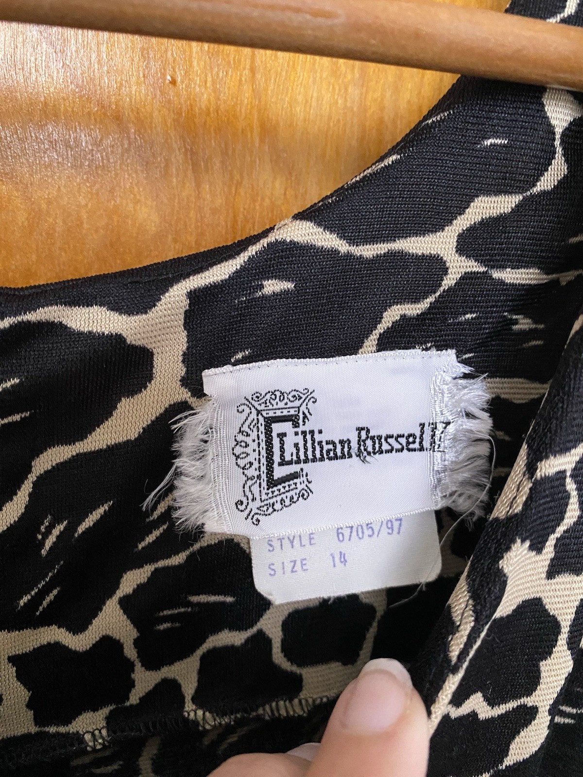 Vintage 1960s 70s Knit Giraffe Animal Print Maxi Dress Size 14 L Hostess Safari