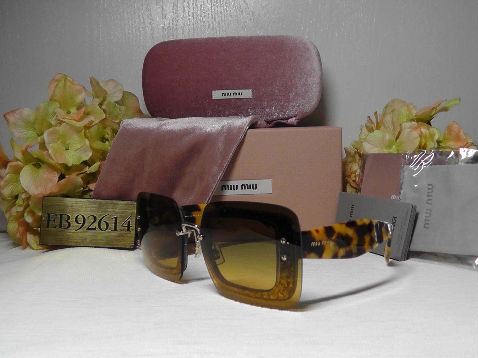 MIU MIU MU01RS67 Light Havana Glitter Frame Yellow Lens 67 17 140**ITALY***NIB**