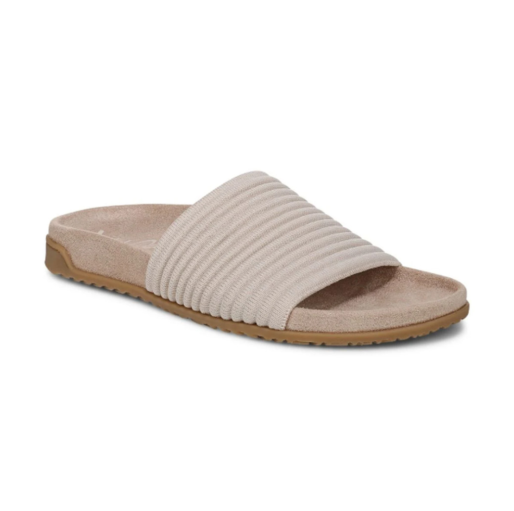 Vionic Evie Knit Slide Sandals Women’s Cream Orthotic Comfort Slip On