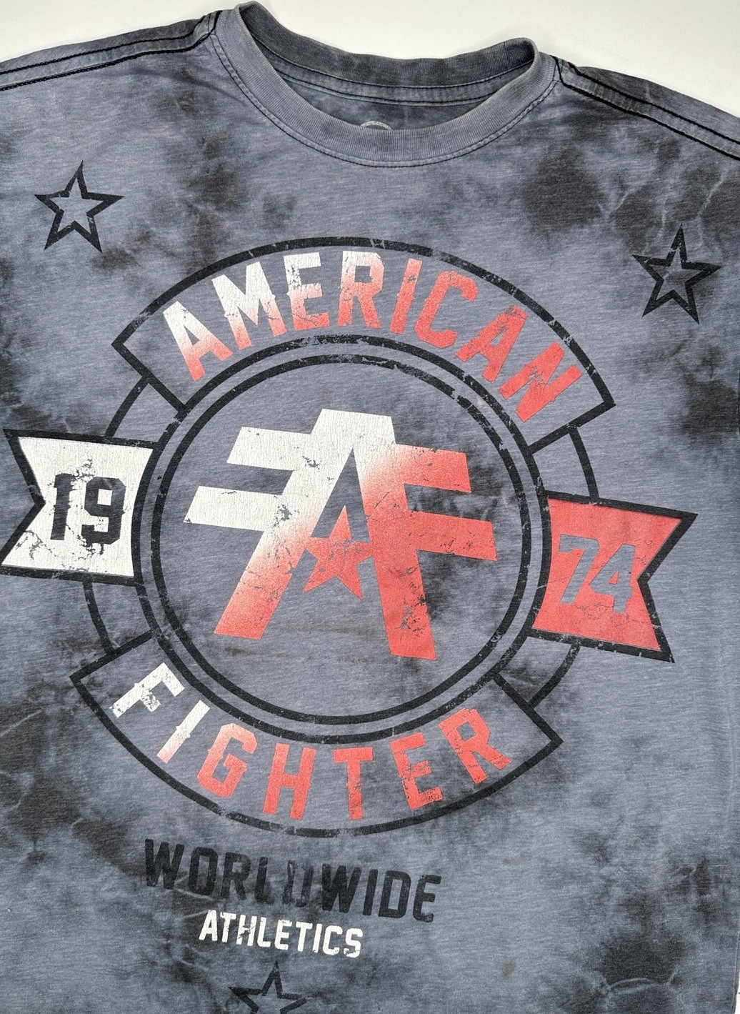 American Fighter Y2K MMA Tie Dye AOP T-Shirt Black Gray | L