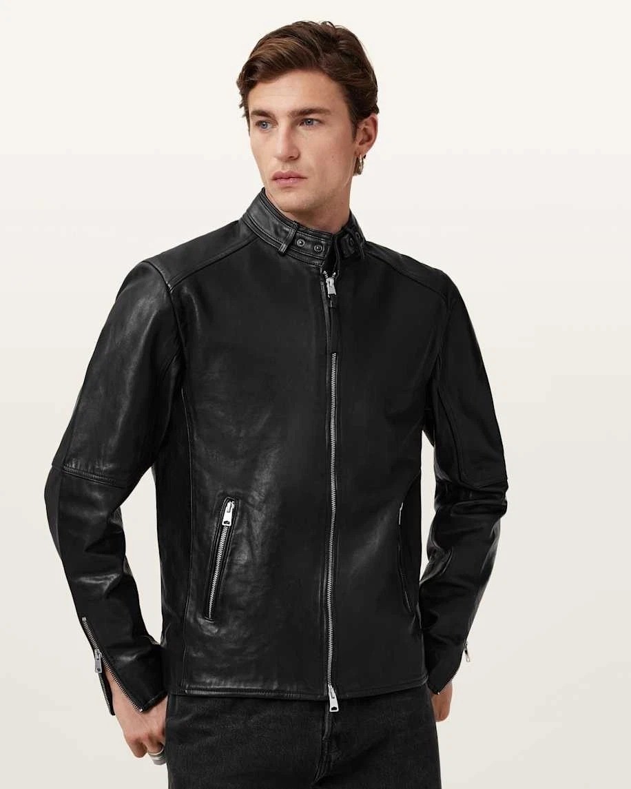 AllSaints Cora Leather Jacket Men’s Size Large Jet Black Celebrity Grail COLT