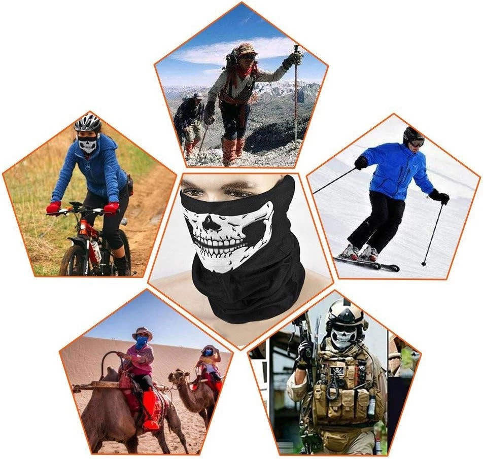 Skull Chin Masks, Breathable Face Mask Skull Seamless Balaclava Mask Headwear