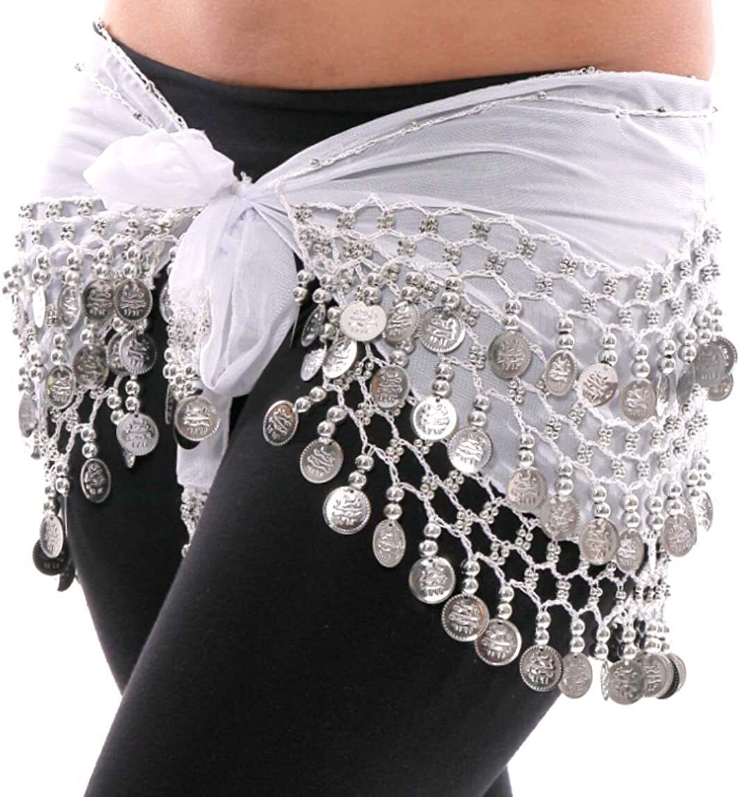 Women’s 3 Rows Belly Dance Waist Chain Belt Hip Wrap Scarf Belly Dancing Costume