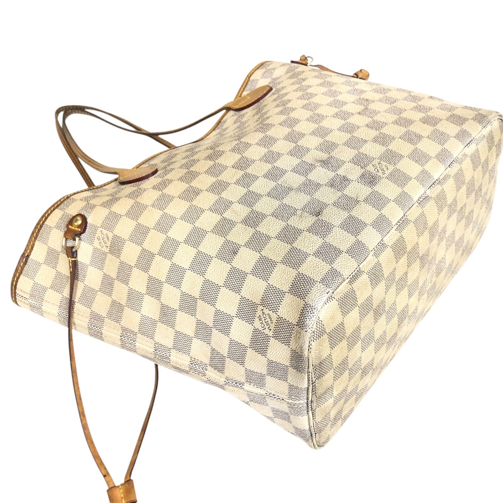 Auth Louis Vuitton Neverfull MM Tote Bag Damier Azur Shoulder Bag N51107 GI3182