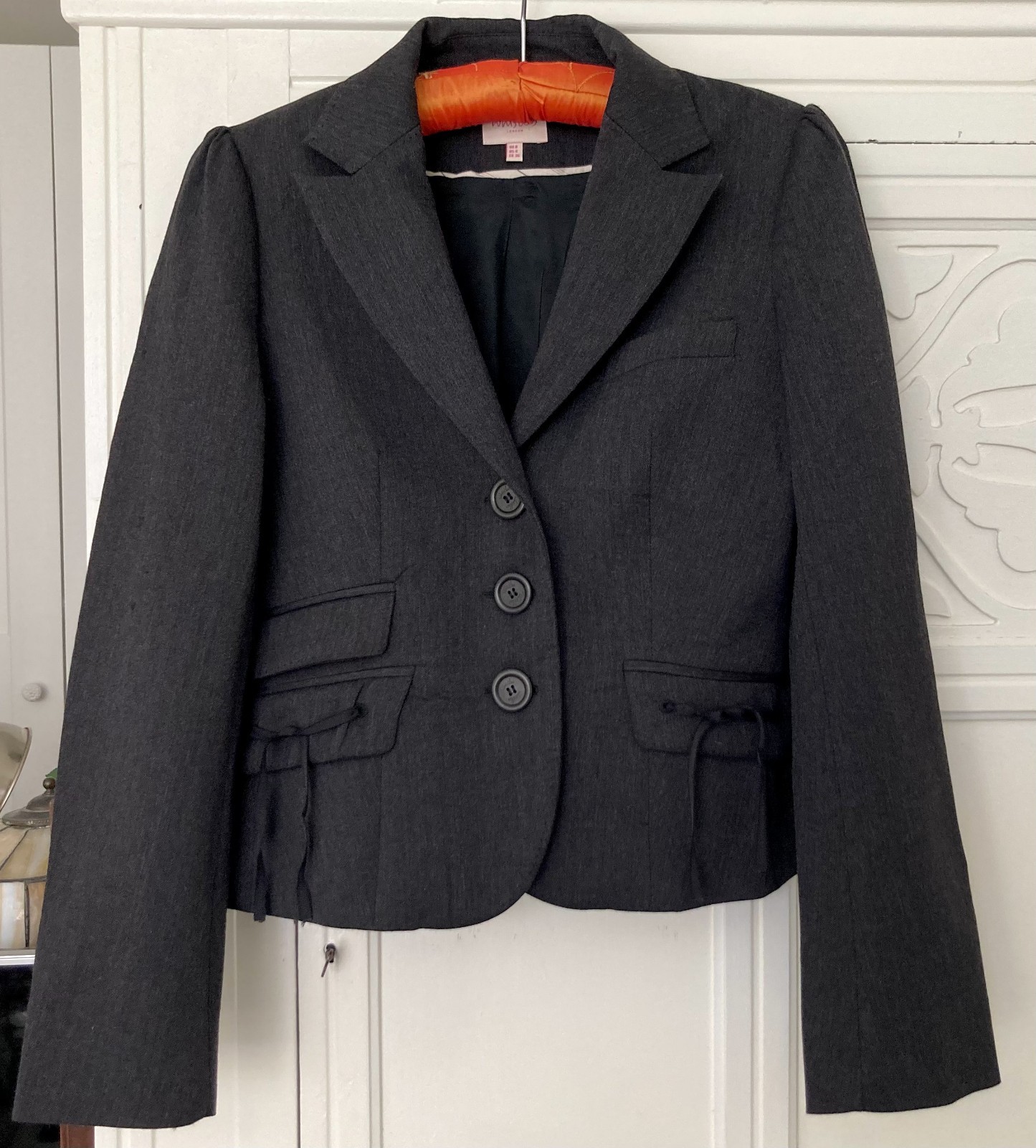 WHISTLES-Charcoal grey smart Virgin wool jacket. Size: 8 See meas. below