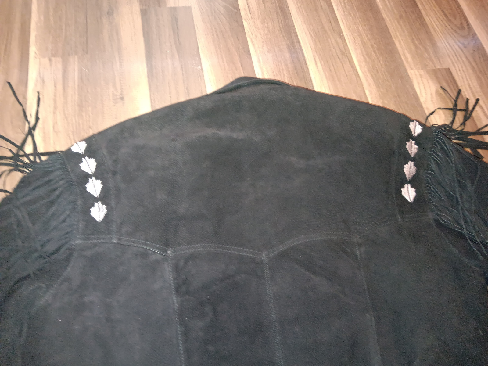 High Noon black Leather Suede Fringe Mens Western style Medium size jacket