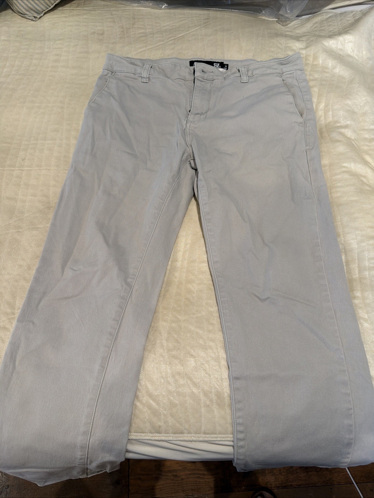RSQ London Skinny Chino Pants Mens 30×32 Khaki Stretch Flat Front Casual