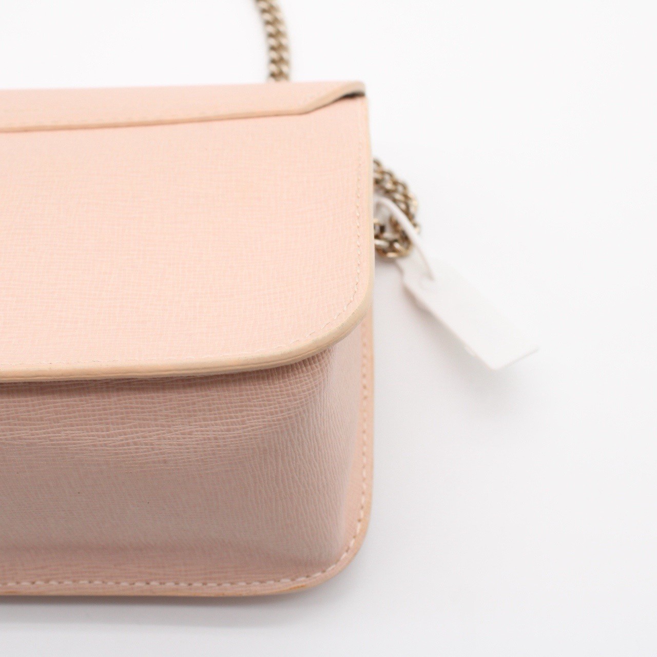Leather Pink Beige Chain Shoulder Bag Crossbody Gold Hardware