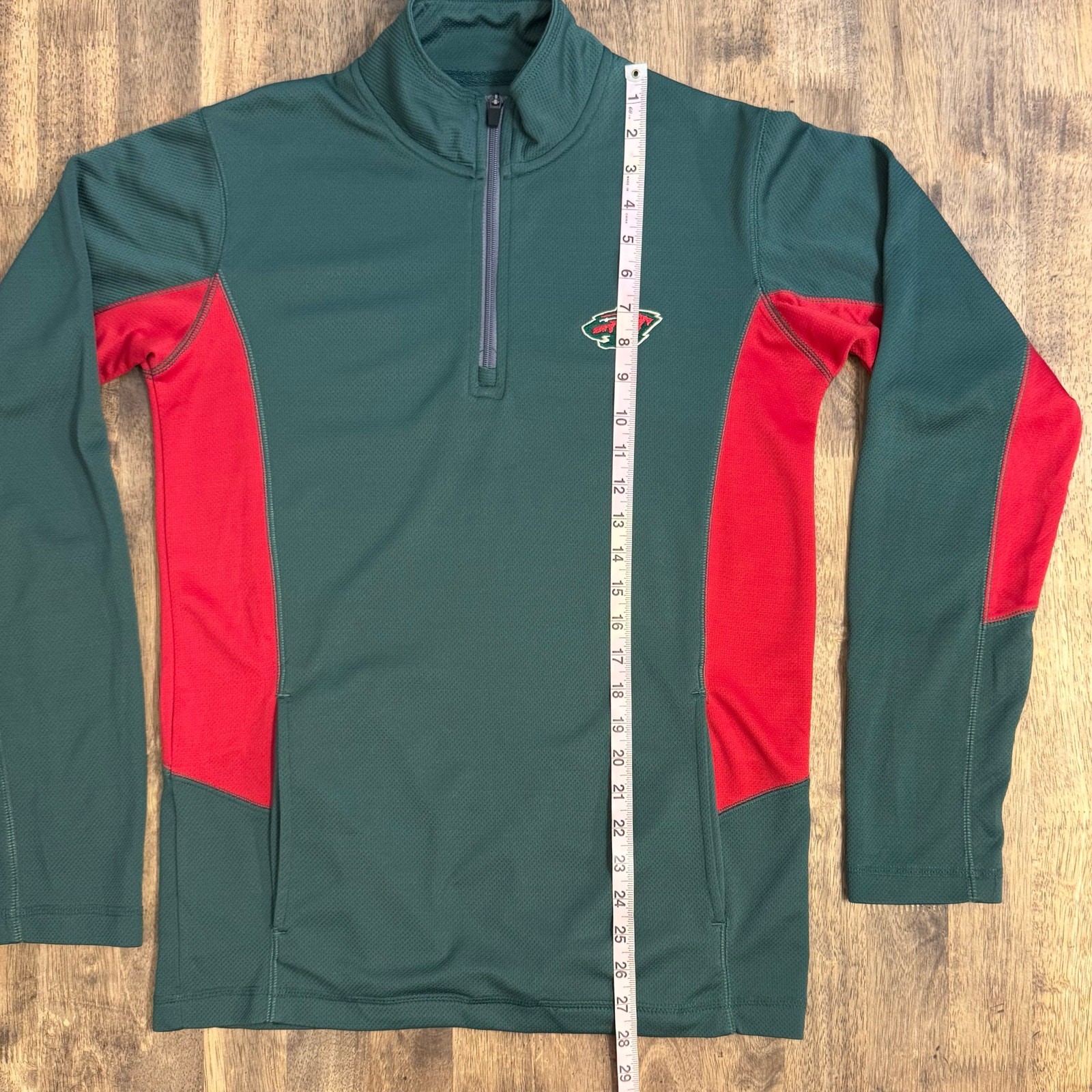 Minnesota Wild Pullover Hockey NHL 1/4 Zip Embroidered Mesh Size Unisex Medium