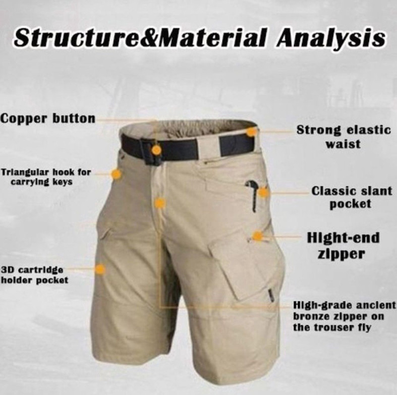 Mens Cargo Shorts Tactical Shorts Outdoor Waterproof Hiking Fishing Track Shorts