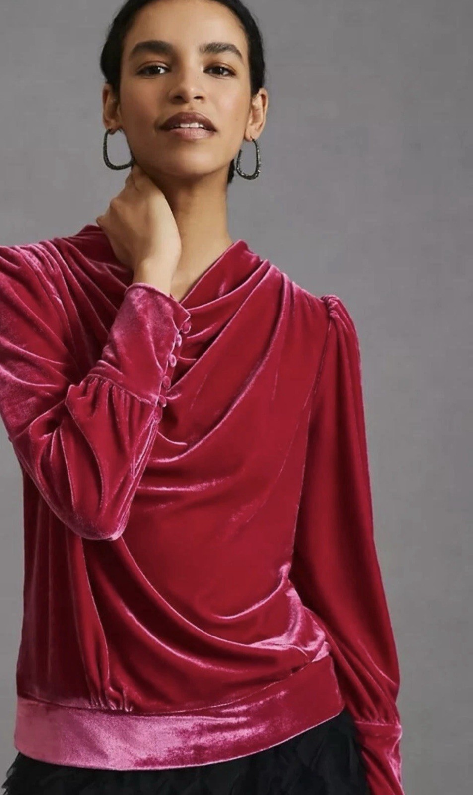 Anthropology X BTFL-Life Women’s Raspberry Velvet Blouse NWT XS