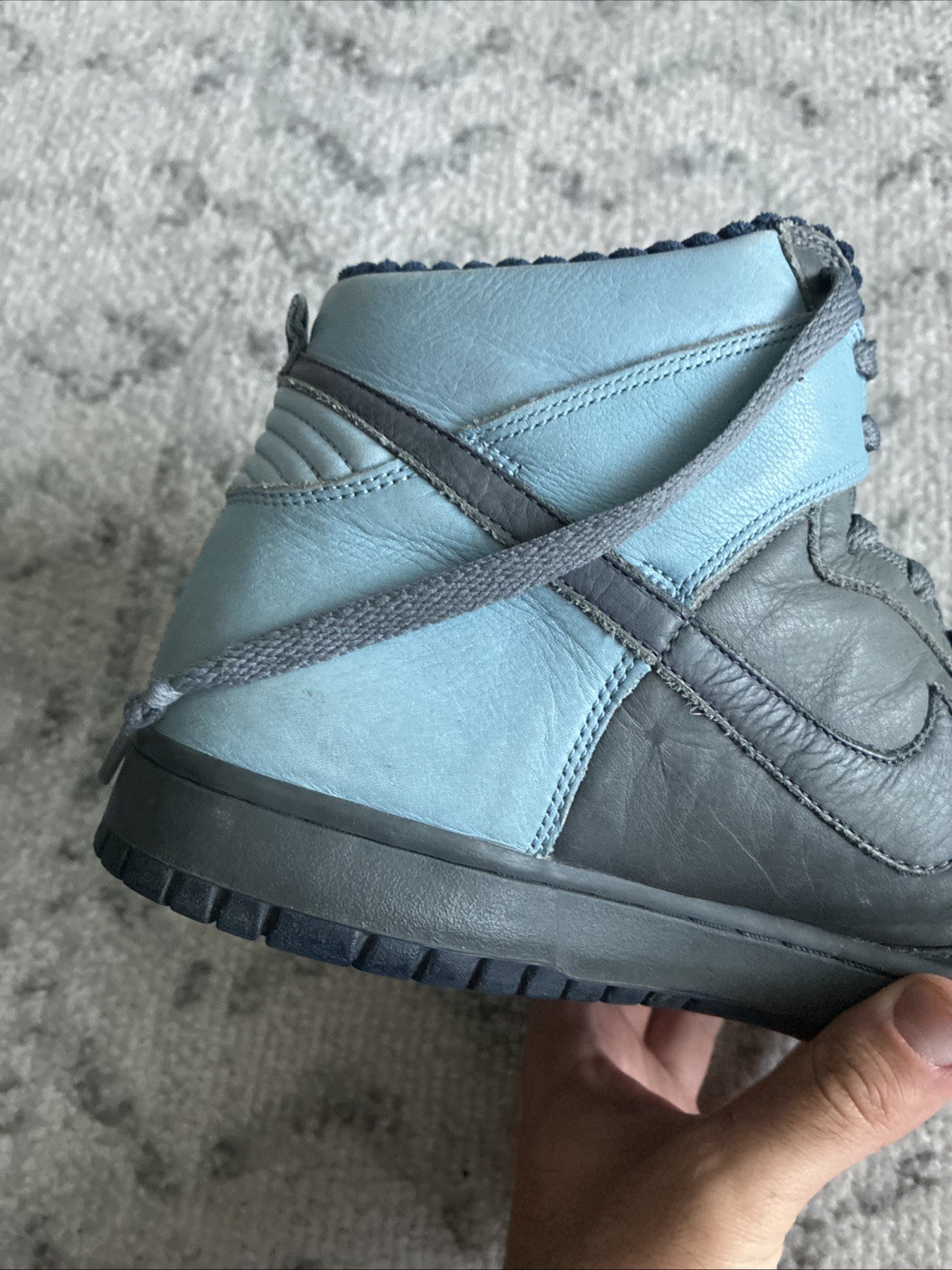 2006 Nike DUNK HIGH PREMIUM FLINT GREY MIDNT NAVY-UNI BLUE 314877-041 Black Five
