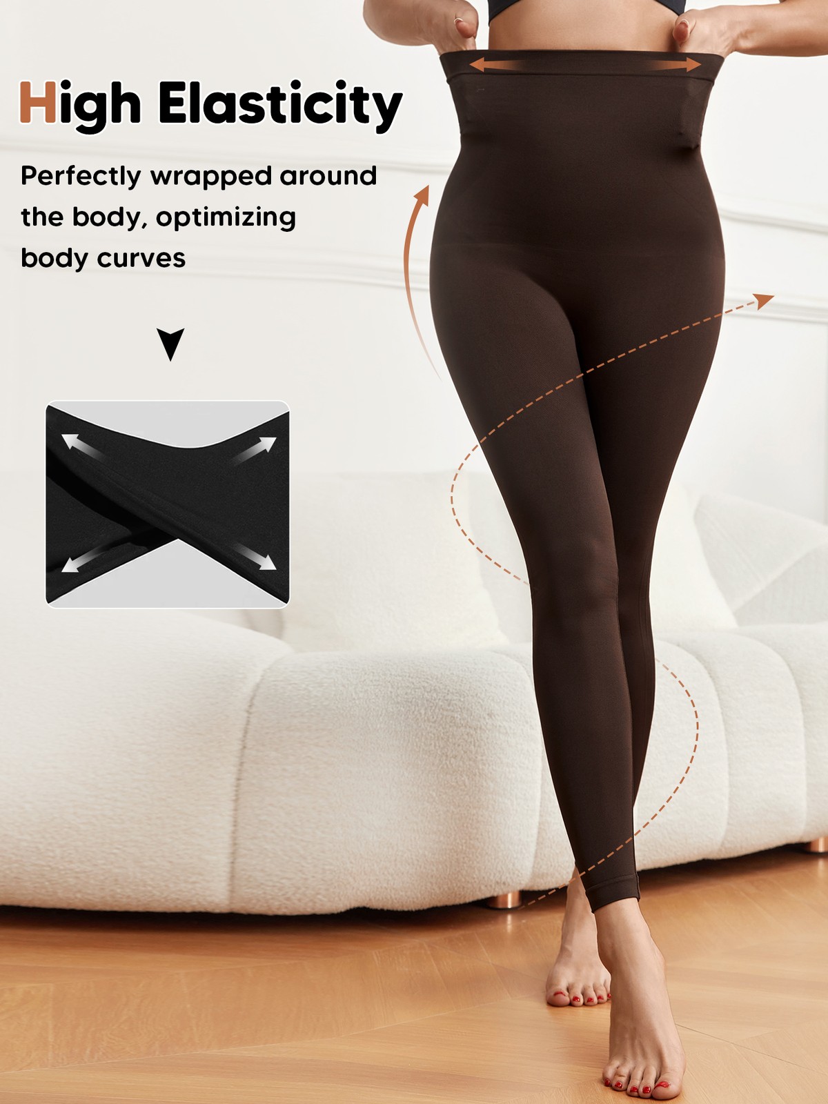 Anti Cellulite Compression Leggings Leg Shaper High Waist Black Pants Shapewear