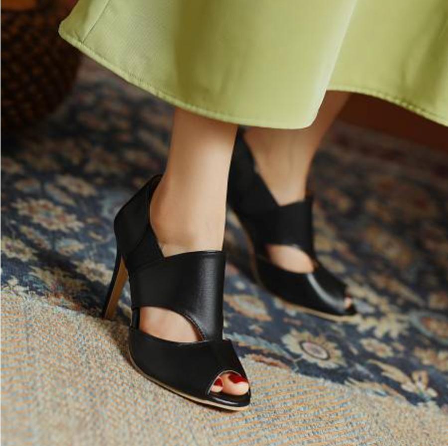 Women’s Peep Toe Hollow Out Sandals High Stiletto Heels Pumps Shoes Plus Size OL