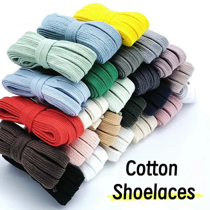 0.8cm Classic Cotton Shoelaces for Sneakers Canva Shoes Solid-Color Flat Laces N