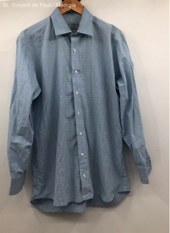 Men’s Corporate Image Blue Long Sleeve Button Down Shirt Preppy – Size Large