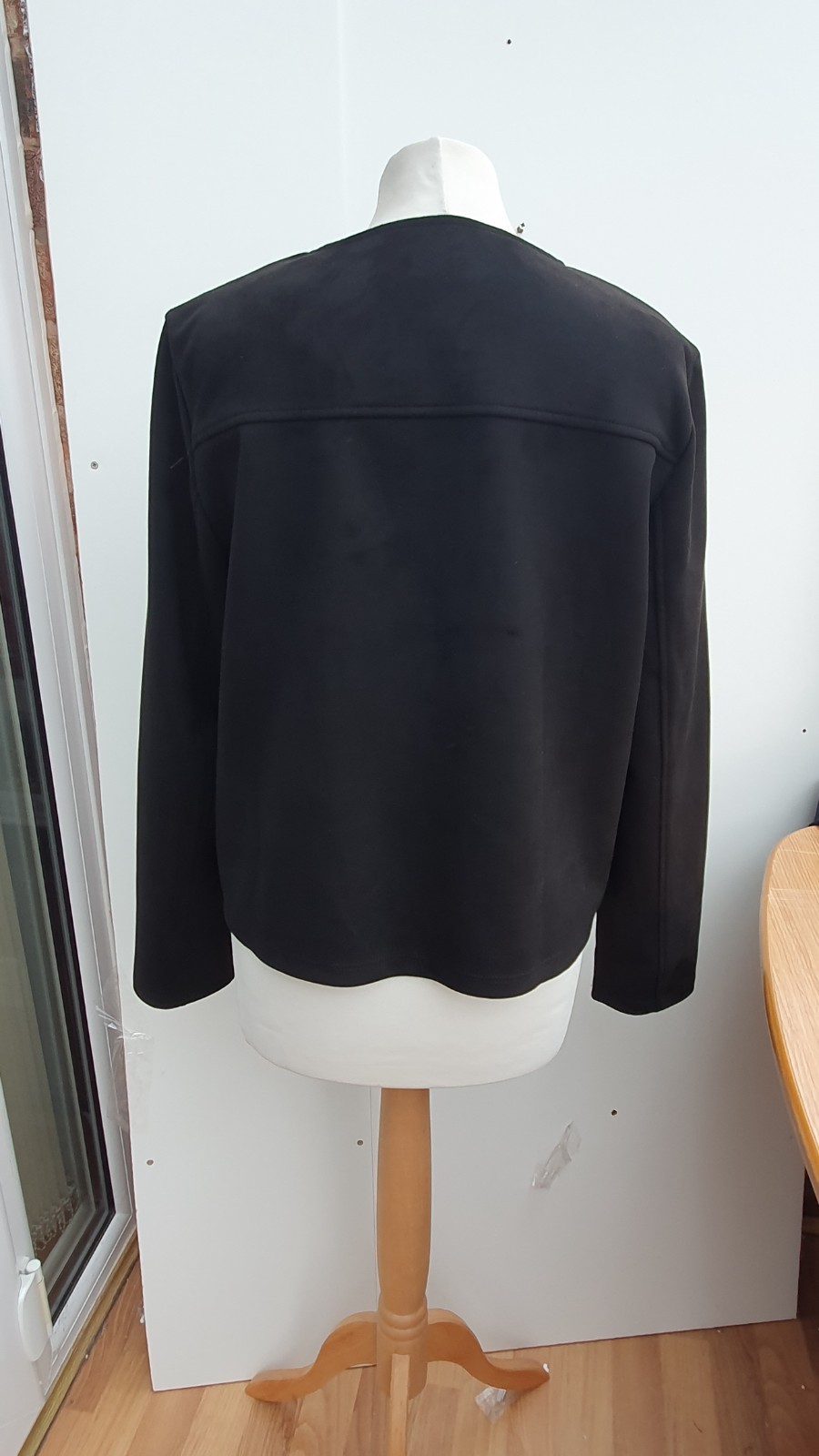 Kim & Co Jacket Stretch Faux Suede Button Front Black New Size Medium