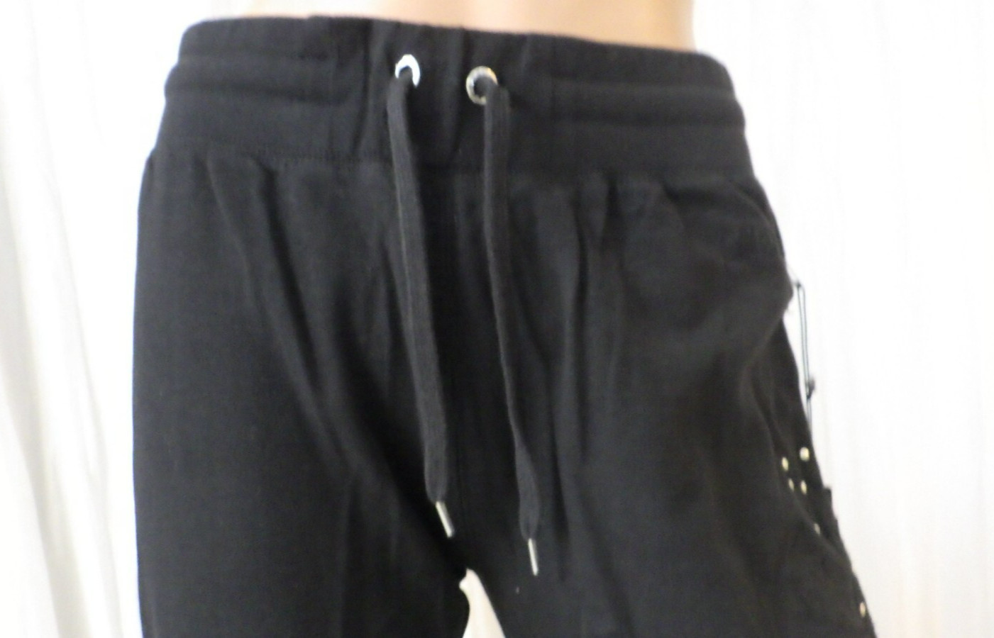 NWT BCBG sz LARGE (Bust38-40) BLK ON BLK APPLIQUE 100% COTTON 2 PIECE TRACKSUIT