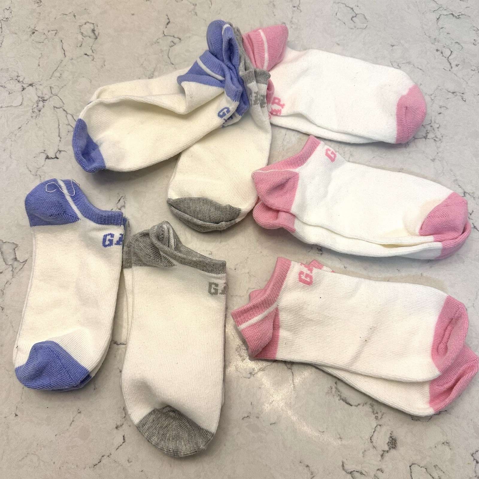 NEW Gap Women’s Ankle Socks 7 Pairs White Pink Gray Blue