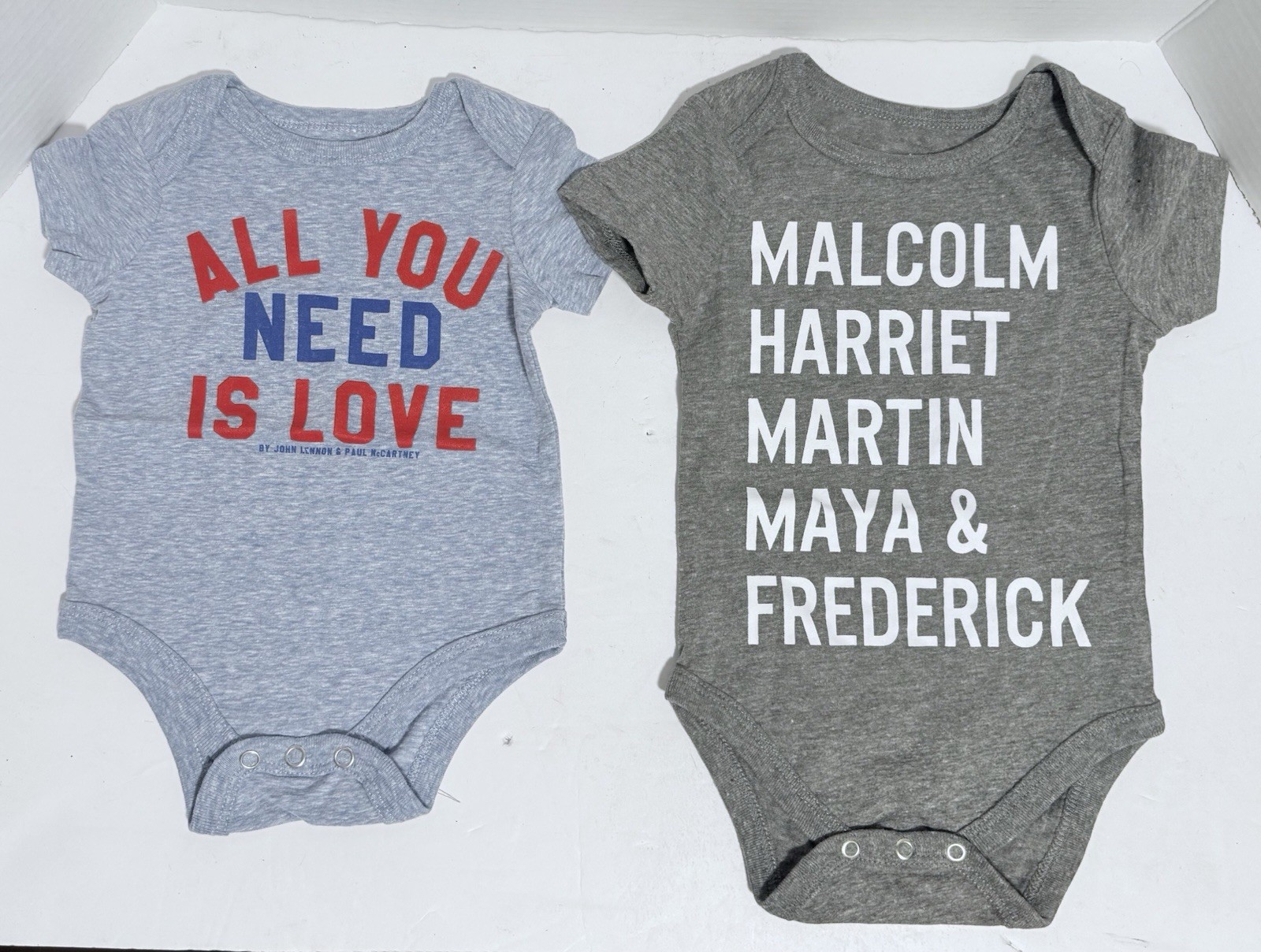 “The Beetles Song/Lyics” (2) Babies Bodysuits (Size 0-3 M) & (Size 6/9 M) New