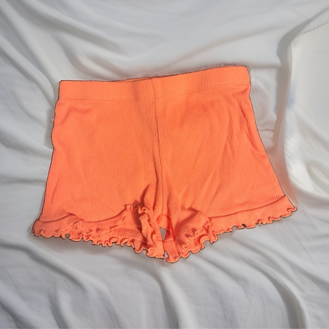 Girls Pink Solid Knit Shorts Flat Front Knit Fabric