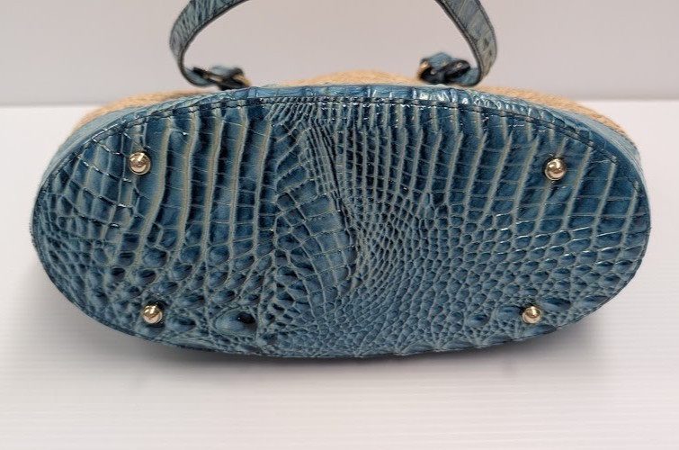 Brahmin Bowie Shoulder Bag. Straw / Lagoon Leather