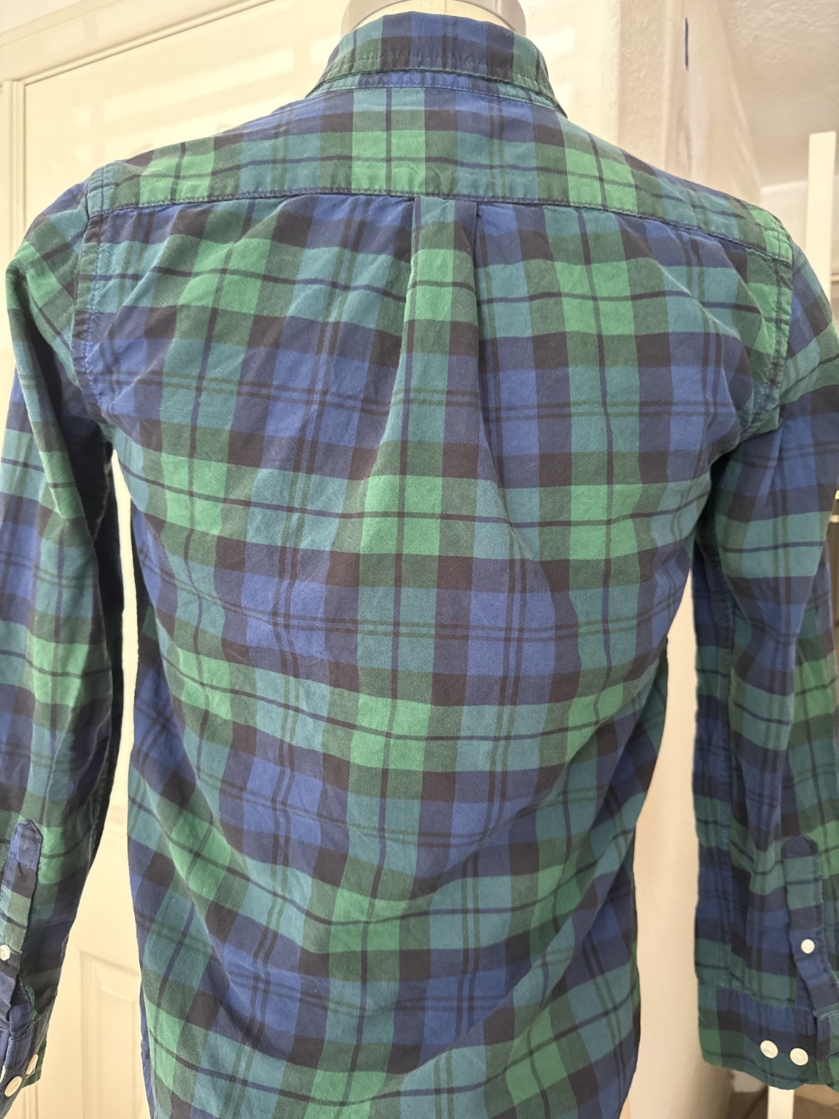 Gap Slim Fit Plaid Button Down Shirt Men’s XS Blue Green Black Watch Long Sleeve