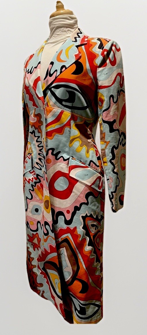 🌹NEW EMILIO PUCCI 100% COTTON FITTED COAT; IT 46/8-10 US~CLASSIC PUCCI PRINT!