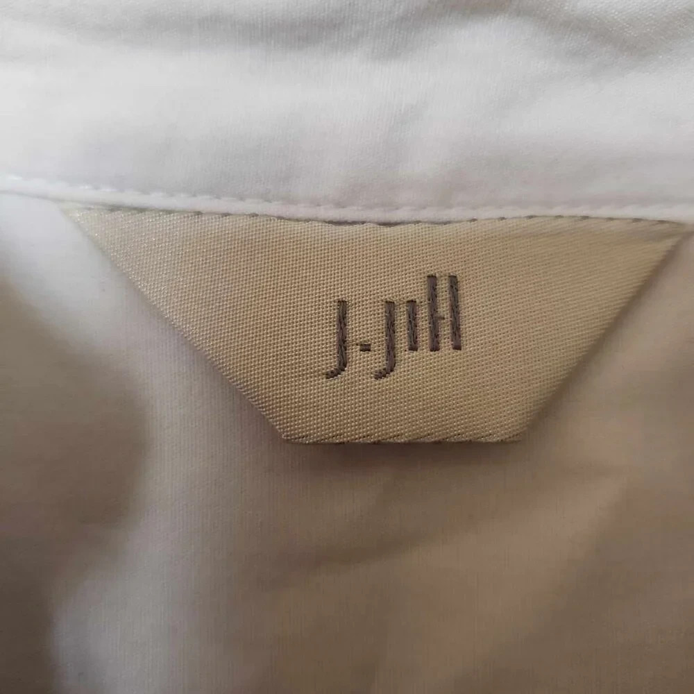 J Jill Womens Medium White Textured Button Front Blouse Long Sleeve Office Top