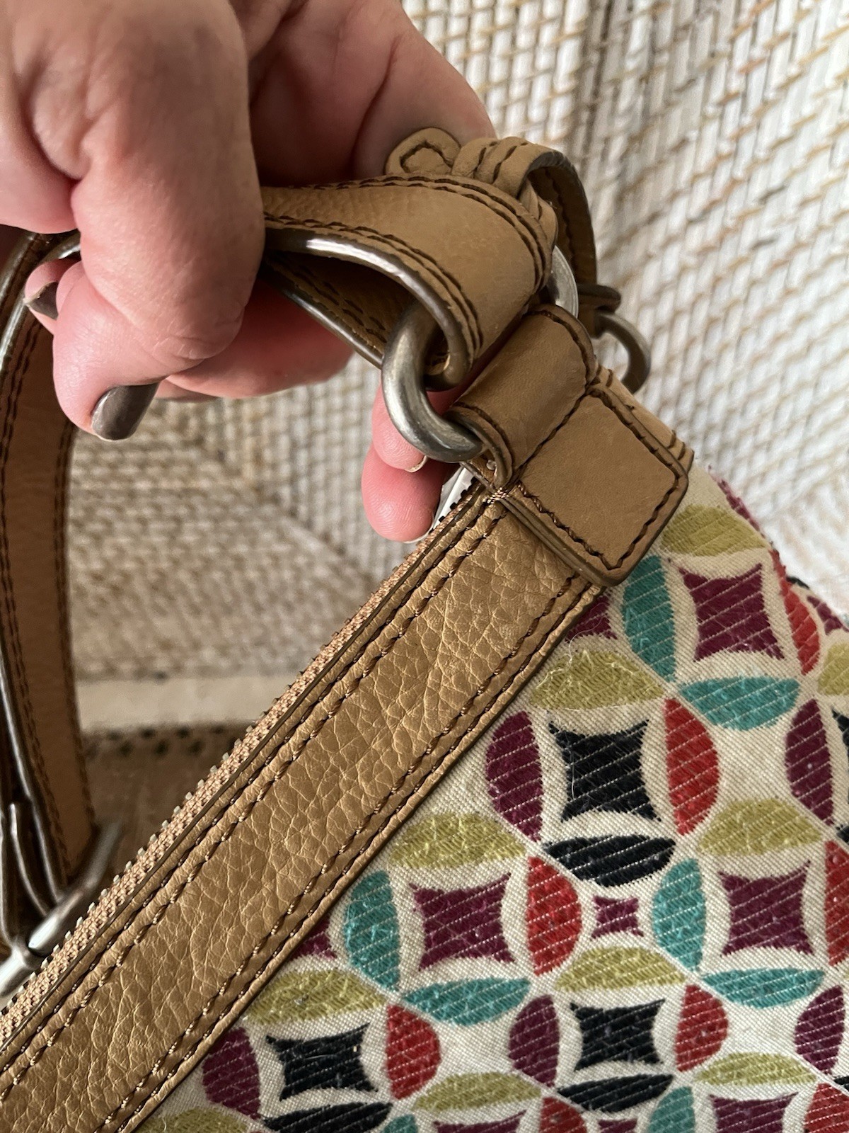 FOSSIL Maddox Shoulder Bag Or Crossbody, Turn Lock Front Zip Closure, Colorful