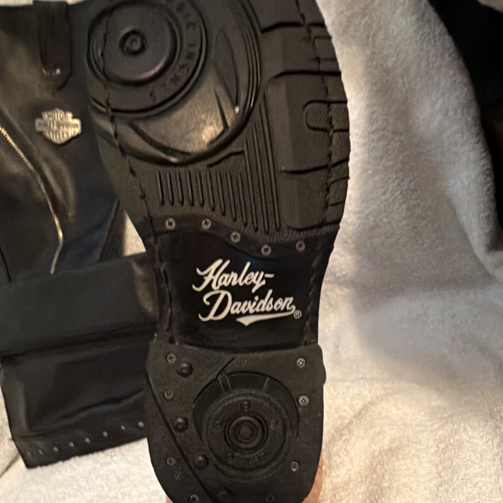 Harley-Davidson Women’s Tall Leather Biker Boots Size 6.5 Buckle & Studs