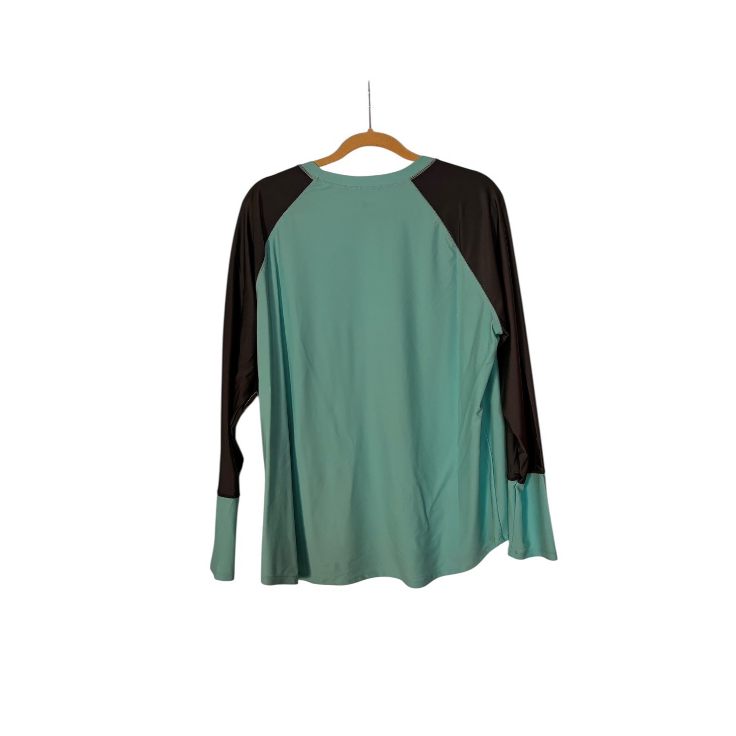 Free Tech Women’s Long Sleeve Rash Guard Swim Top Plus Size 2X Aqua Grey NEW