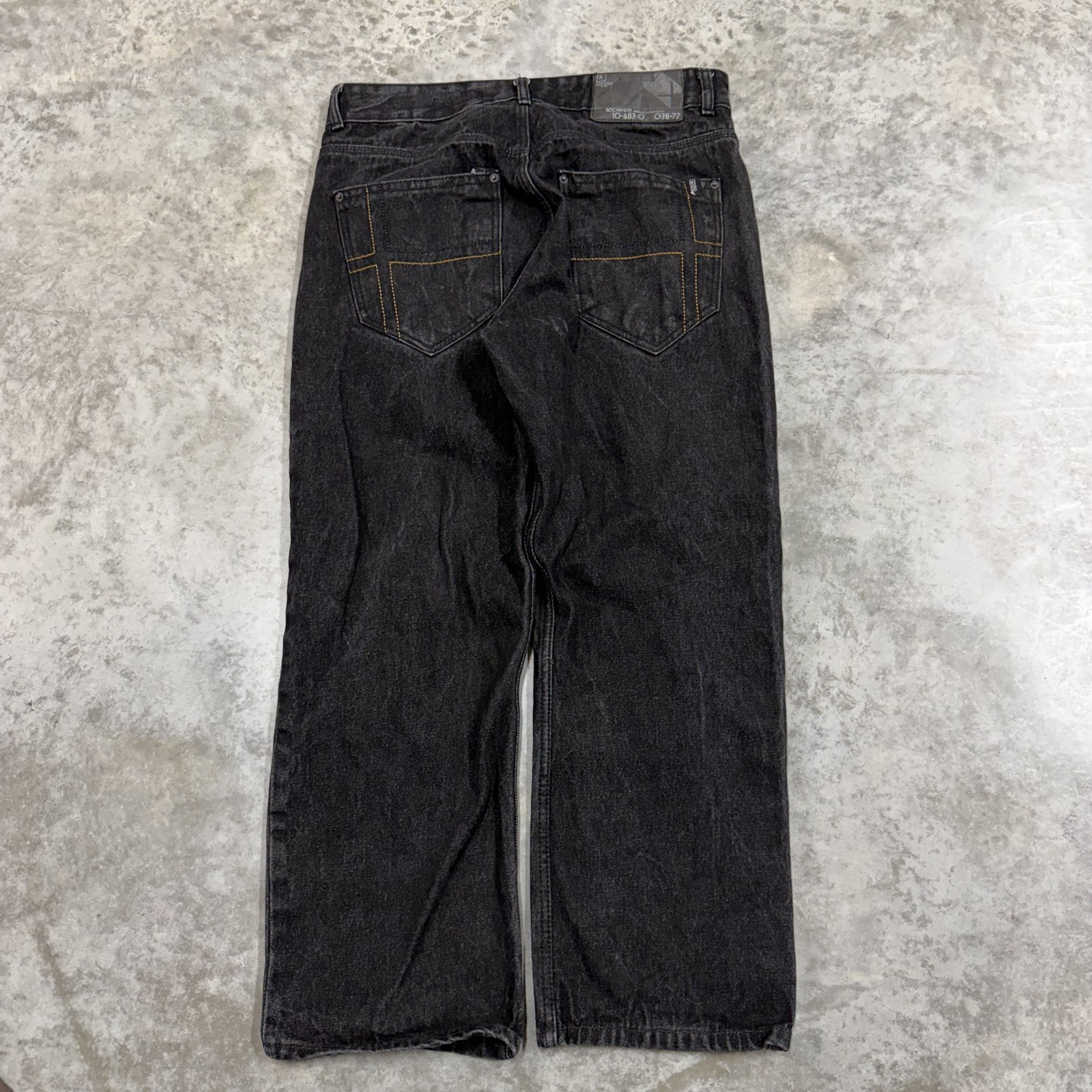 Rocawear Jeans Mens 38×29 Black Charcoal Wash Regular Fit Straight Hip Hop Denim